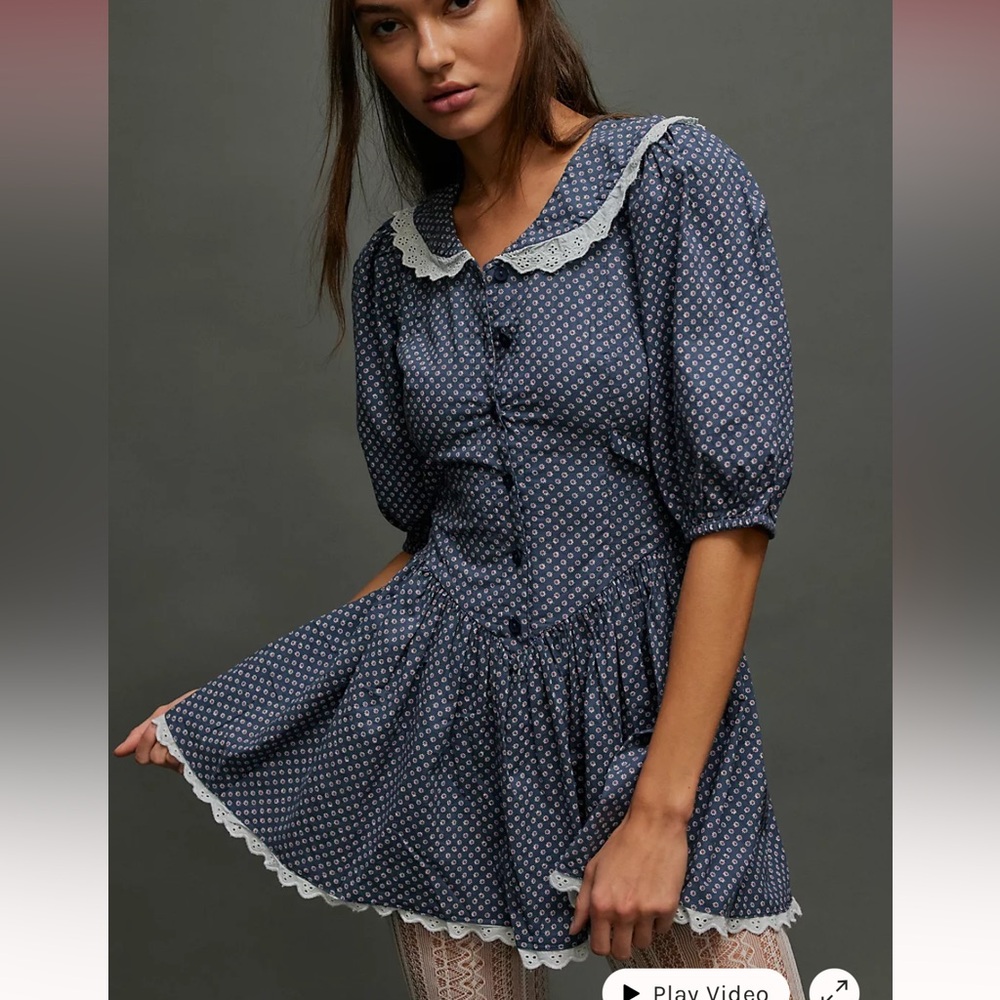 Free people need to know cottagecore button down mini dress with tie waist